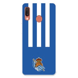 Funda para Samsung Galaxy A20e del Real Sociedad de Fútbol Real rayas verticales  - Licencia Oficial Real Sociedad de Fútbol