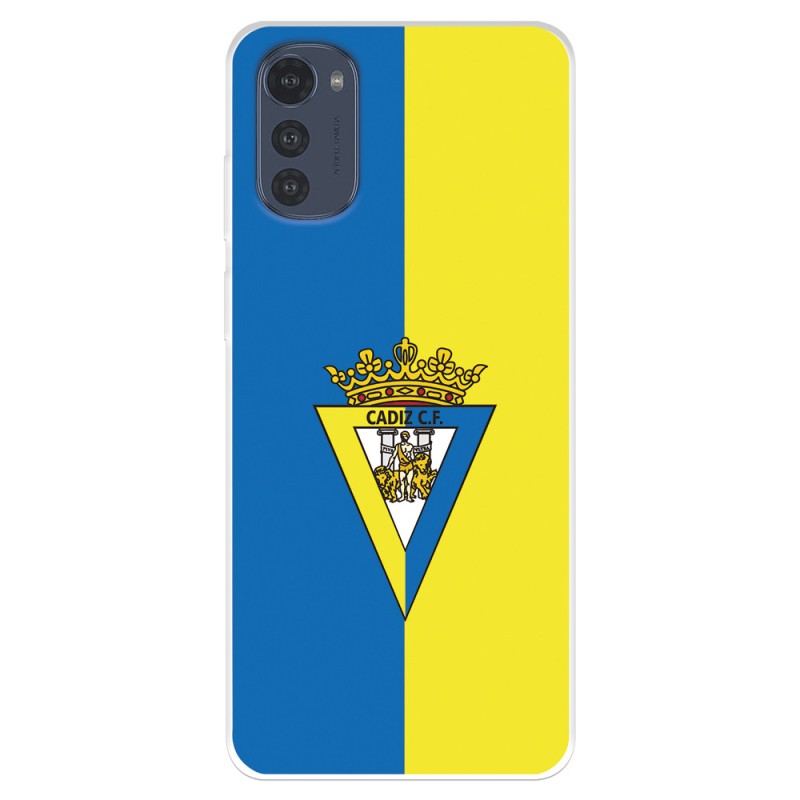 Funda para Motorola Moto E32 del Cádiz CF Escudo Fondo Bicolor  - Licencia Oficial Cádiz CF