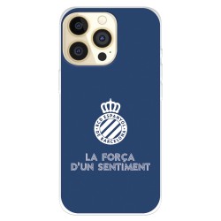 Funda para iPhone 14 Pro del RCD Espanyol Escudo Fondo Azul  - Licencia Oficial RCD Espanyol