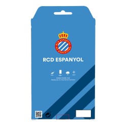 Funda para iPhone 14 Pro del RCD Espanyol Escudo Patron Fondo Negro  - Licencia Oficial RCD Espanyol