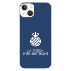 Funda para iPhone 14 del RCD Espanyol Escudo Fondo Azul  - Licencia Oficial RCD Espanyol