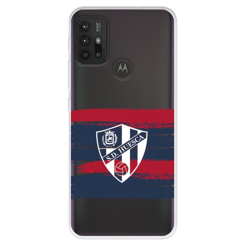 Funda para Motorola Moto G10 del SD Huesca Rayas Transparente  - Licencia Oficial SD Huesca