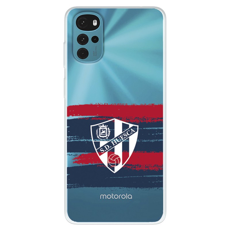 Funda para Motorola Moto G22 del SD Huesca Rayas Transparente - Licencia Oficial SD Huesca