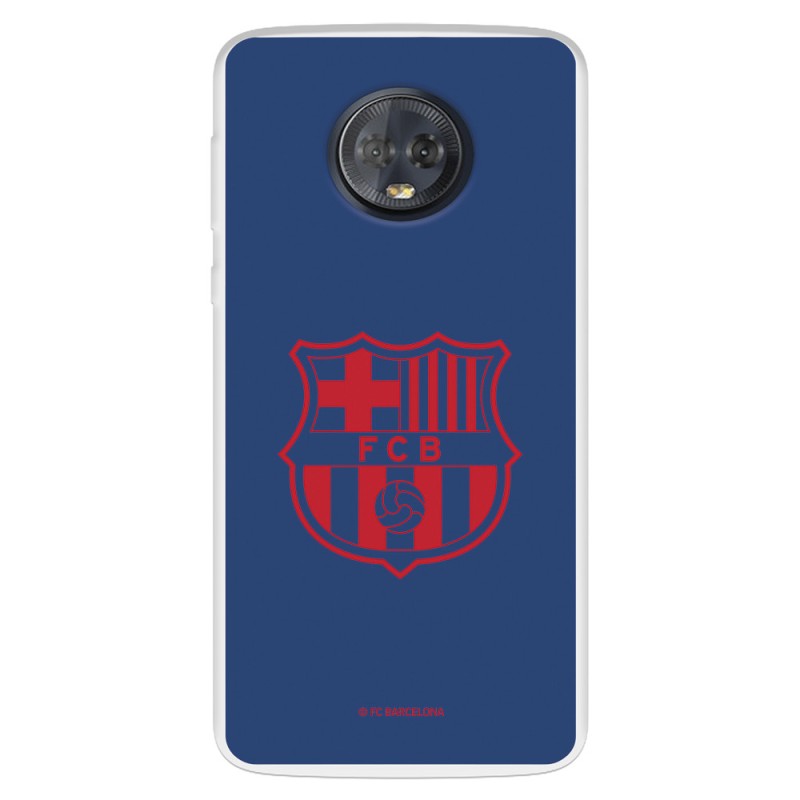 Funda para Motorola Moto G6 del FC Barcelona Escudo Rojo Fondo Azul  - Licencia Oficial FC Barcelona