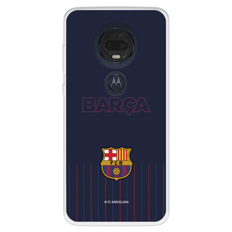 Funda para Motorola Moto G7 Plus del FC Barcelona Barsa Fondo Azul  - Licencia Oficial FC Barcelona