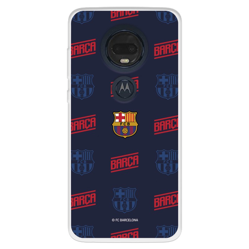 Funda para Motorola Moto G7 Plus del FC Barcelona Escudo Patrón Rojo y Azul  - Licencia Oficial FC Barcelona