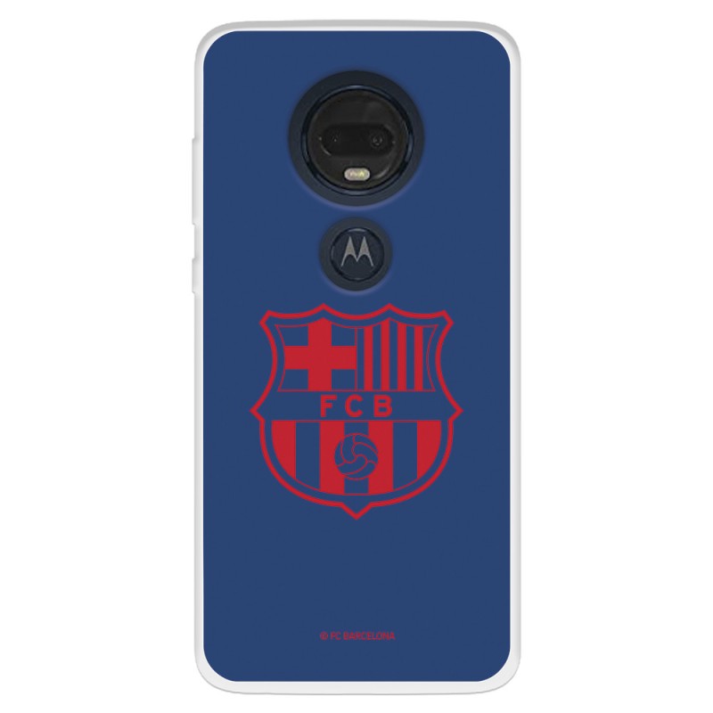 Funda para Motorola Moto G7 Plus del FC Barcelona Escudo Rojo Fondo Azul  - Licencia Oficial FC Barcelona