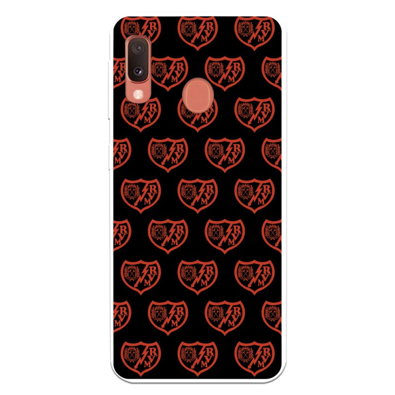 Funda para Samsung Galaxy A20e del Rayo Vallecano Escudo Patrón Fondo Negro  - Licencia Oficial Rayo Vallecano