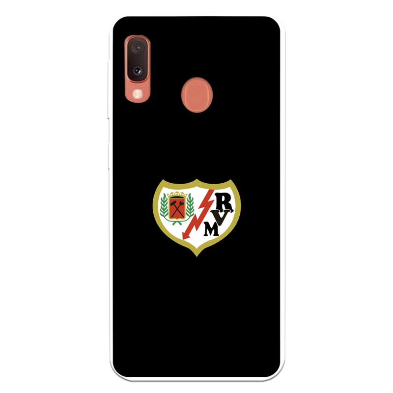 Funda para Samsung Galaxy A20e del Rayo Vallecano Escudo Fondo Negro  - Licencia Oficial Rayo Vallecano