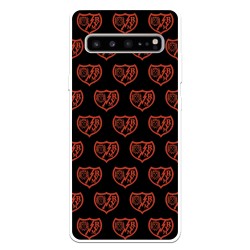 Funda para Samsung Galaxy S10 del Rayo Vallecano Escudo Patrón Fondo Negro  - Licencia Oficial Rayo Vallecano