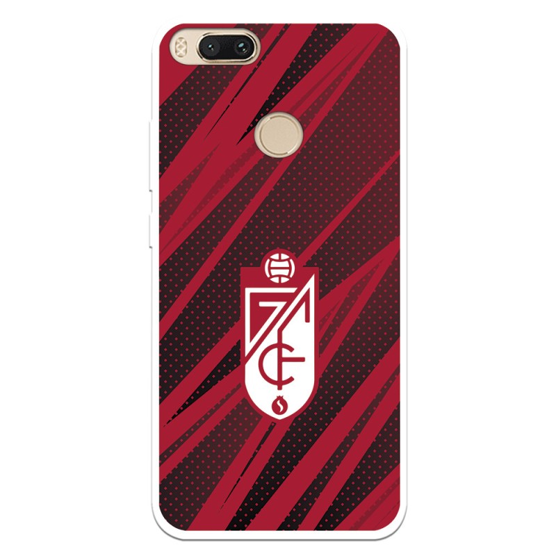 Funda para Xiaomi Mi 5X Oficial del Granada CF Escudo - Líneas Rojas y Negras - Licencia Oficial del Granada CF