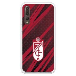 Funda para Huawei P20 Plus Oficial del Granada CF Escudo - Líneas Rojas y Negras - Licencia Oficial del Granada CF
