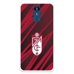 Funda para LG K8 2018 Oficial del Granada CF Escudo - Líneas Rojas y Negras - Licencia Oficial del Granada CF