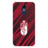 Funda para LG K10 2018 Oficial del Granada CF Escudo - Líneas Rojas y Negras - Licencia Oficial del Granada CF