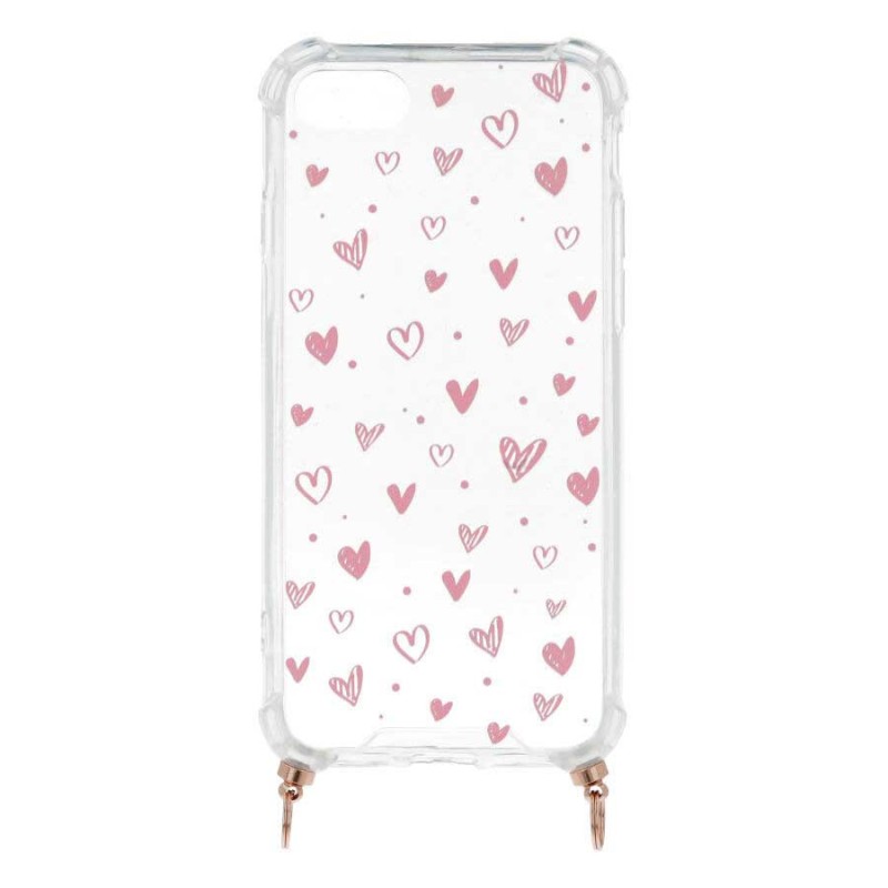 Funda Silicona Colgante Corazones para iPhone SE