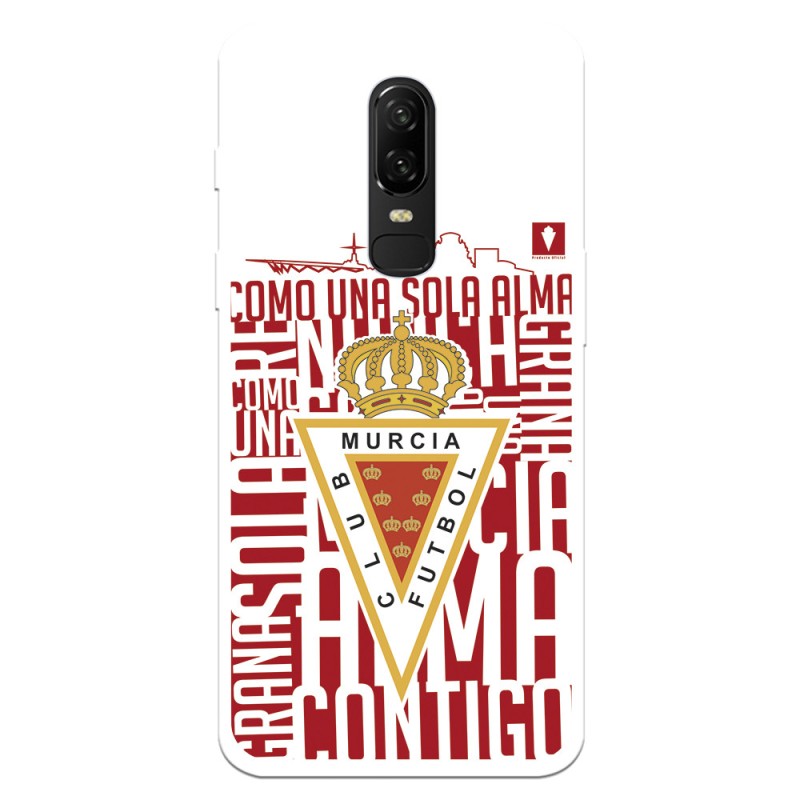 Funda para Oneplus 6 del Real Murcia Escudo Fondo Blanco - Licencia Oficial Real Murcia