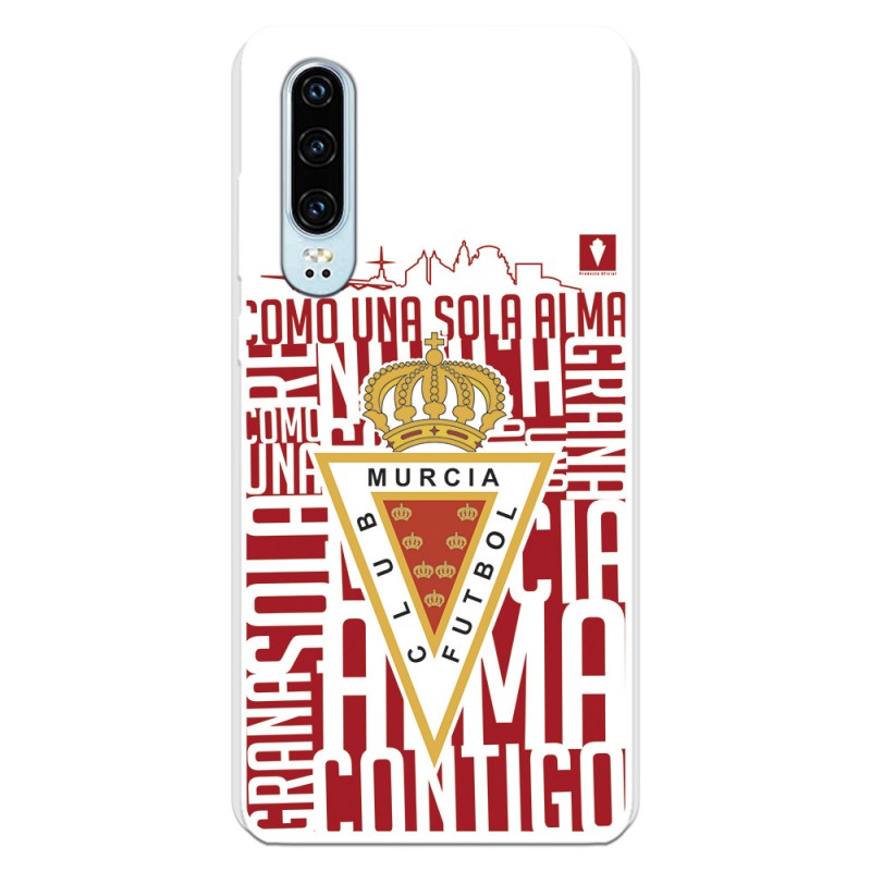 Funda para Huawei P30 del Real Murcia Escudo Fondo Blanco - Licencia Oficial Real Murcia