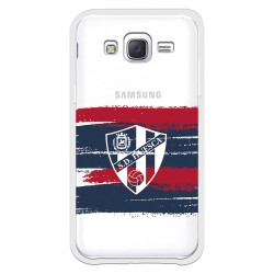 Funda para Samsung Galaxy J5 del Huesca Rayas Transparente - Licencia Oficial SD Huesca