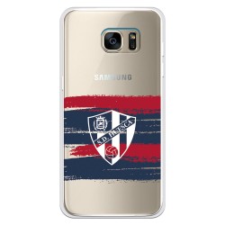 Funda para Samsung Galaxy S7 Edge del Huesca Rayas Transparente - Licencia Oficial SD Huesca