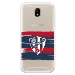 Funda para Samsung Galaxy J5 2017 Europeo del Huesca Rayas Transparente - Licencia Oficial SD Huesca