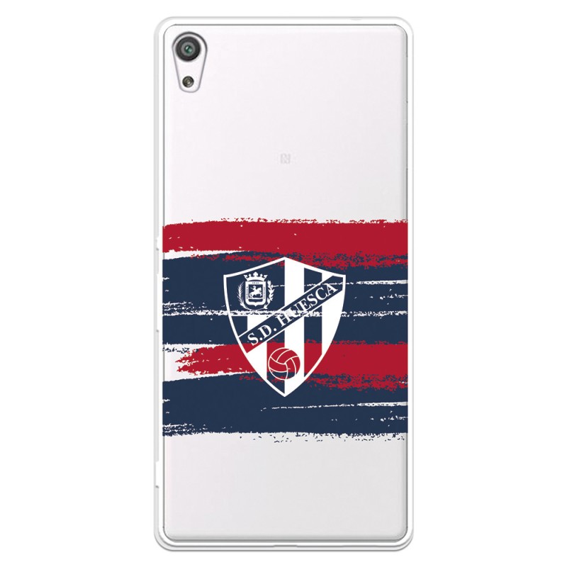 Funda para Sony Xperia XA Ultra del Huesca Rayas Transparente - Licencia Oficial SD Huesca