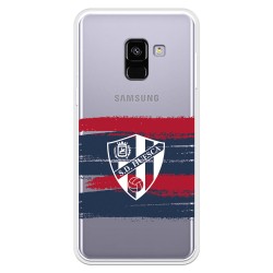 Funda para Samsung Galaxy A8 2018 del Huesca Rayas Transparente - Licencia Oficial SD Huesca