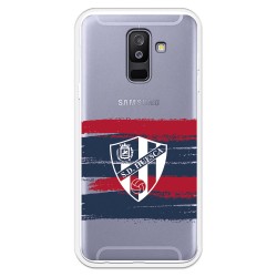 Funda para Samsung Galaxy A6 Plus 2018 del Huesca Rayas Transparente - Licencia Oficial SD Huesca