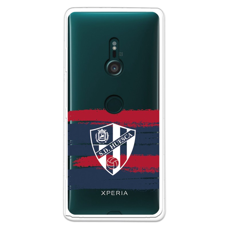 Funda para Sony Xperia XZ3 del Huesca Rayas Transparente - Licencia Oficial SD Huesca