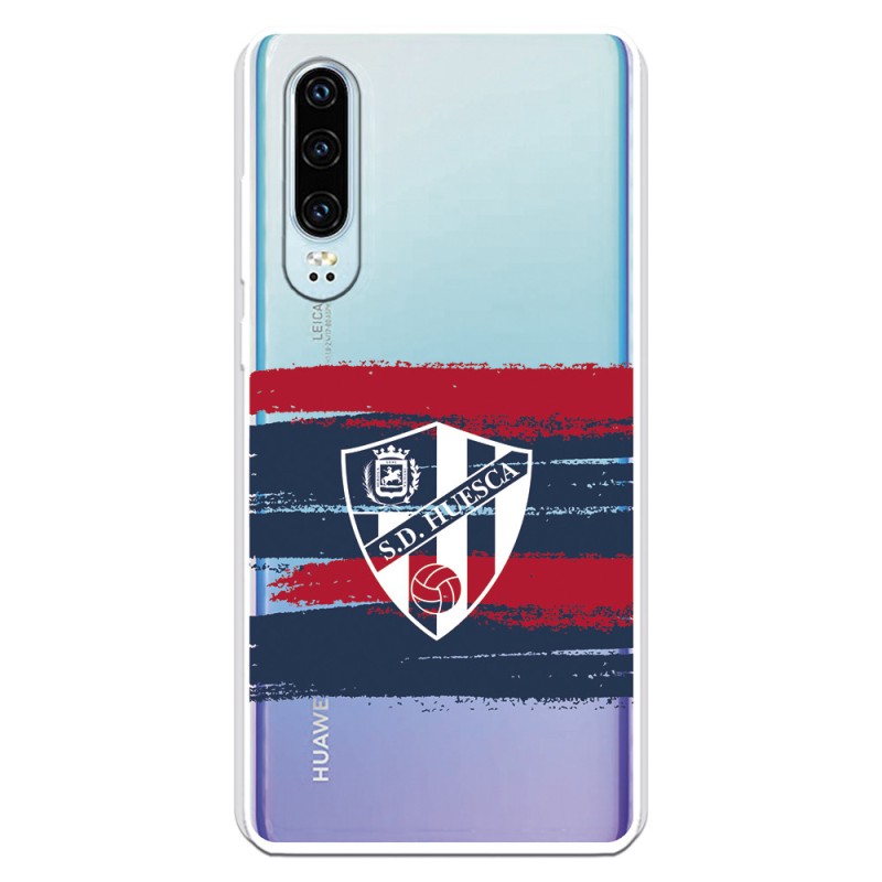 Funda para Huawei P30 del Huesca Rayas Transparente - Licencia Oficial SD Huesca