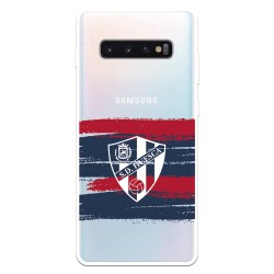 Funda para Samsung Galaxy S10 del Huesca Rayas Transparente - Licencia Oficial SD Huesca