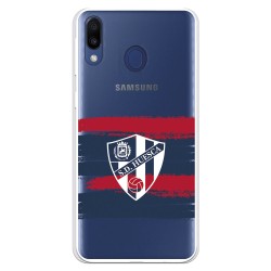 Funda para Samsung Galaxy M20 del Huesca Rayas Transparente - Licencia Oficial SD Huesca