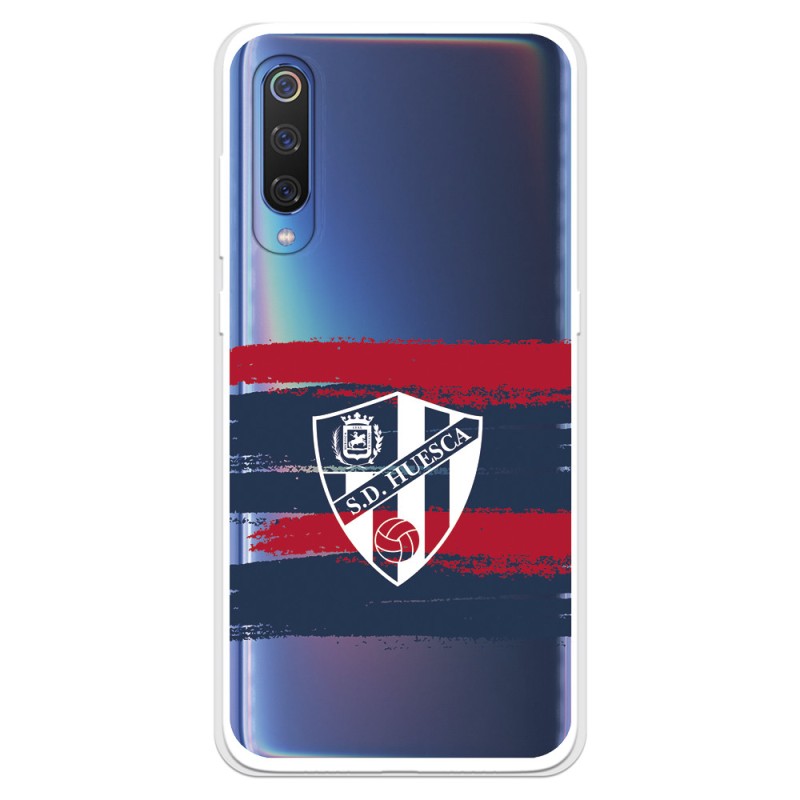 Funda para Xiaomi Mi 9 del Huesca Rayas Transparente - Licencia Oficial SD Huesca