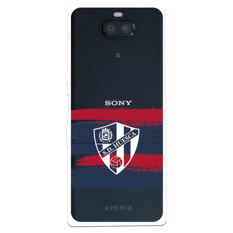 Funda para Sony Xperia 10 Plus del Huesca Rayas Transparente - Licencia Oficial SD Huesca