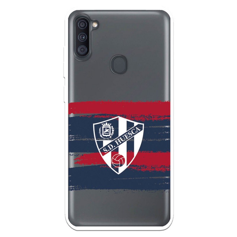 Funda para Samsung Galaxy A11 del Huesca Rayas Transparente - Licencia Oficial SD Huesca