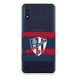 Funda para Samsung Galaxy A01 del Huesca Rayas Transparente - Licencia Oficial SD Huesca