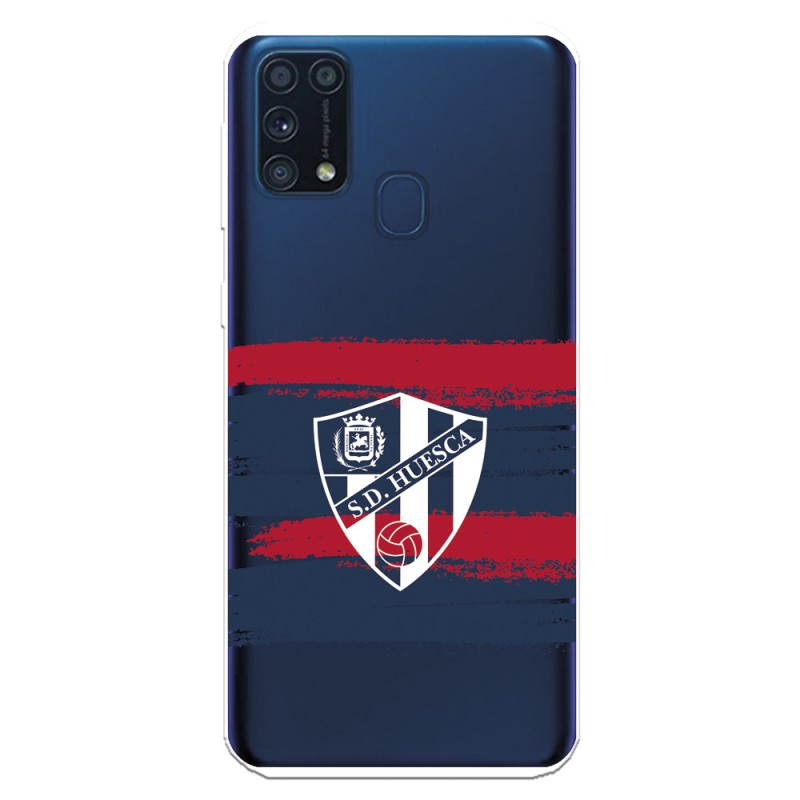 Funda para Samsung Galaxy M51 del Huesca Rayas Transparente - Licencia Oficial SD Huesca