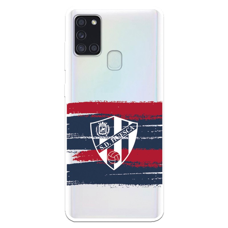 Funda para Samsung Galaxy A21S del Huesca Rayas Transparente - Licencia Oficial SD Huesca