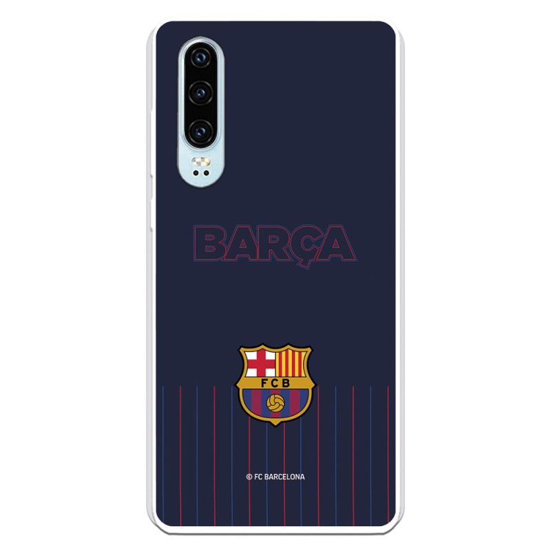 Funda para Huawei P30 del Barcelona Barsa Fondo Azul - Licencia Oficial FC Barcelona