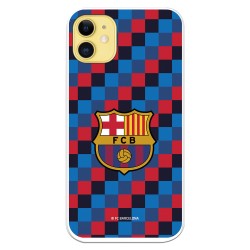 Funda para iPhone 11 del Barcelona Escudo Fondo Cuadros - Licencia Oficial FC Barcelona