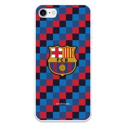 Funda para iPhone 7 del Barcelona Escudo Fondo Cuadros - Licencia Oficial FC Barcelona