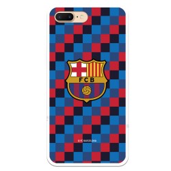 Funda para iPhone 7 Plus del Barcelona Escudo Fondo Cuadros - Licencia Oficial FC Barcelona