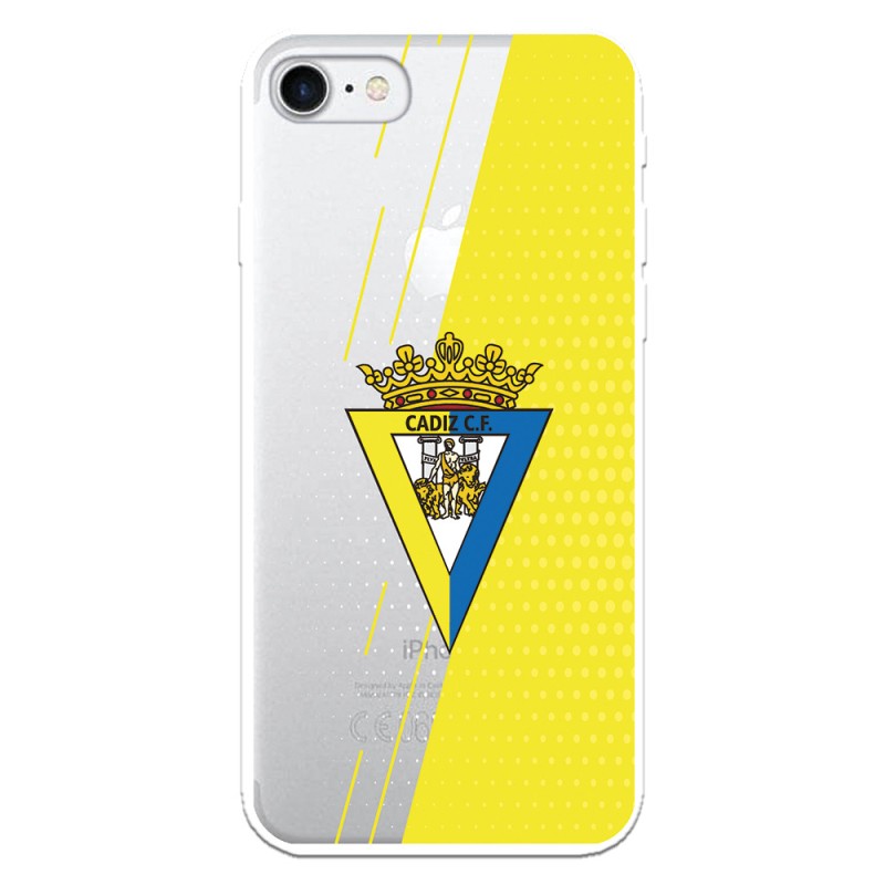 Funda para iPhone 8 del Cádiz Fondo Amarillo y Transparente - Licencia Oficial Cádiz CF