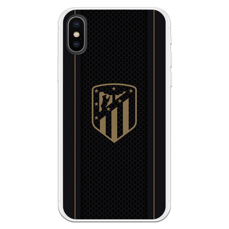 Funda para iPhone XS del Atleti Escudo Dorado Fondo Negro - Licencia Oficial Atlético de Madrid