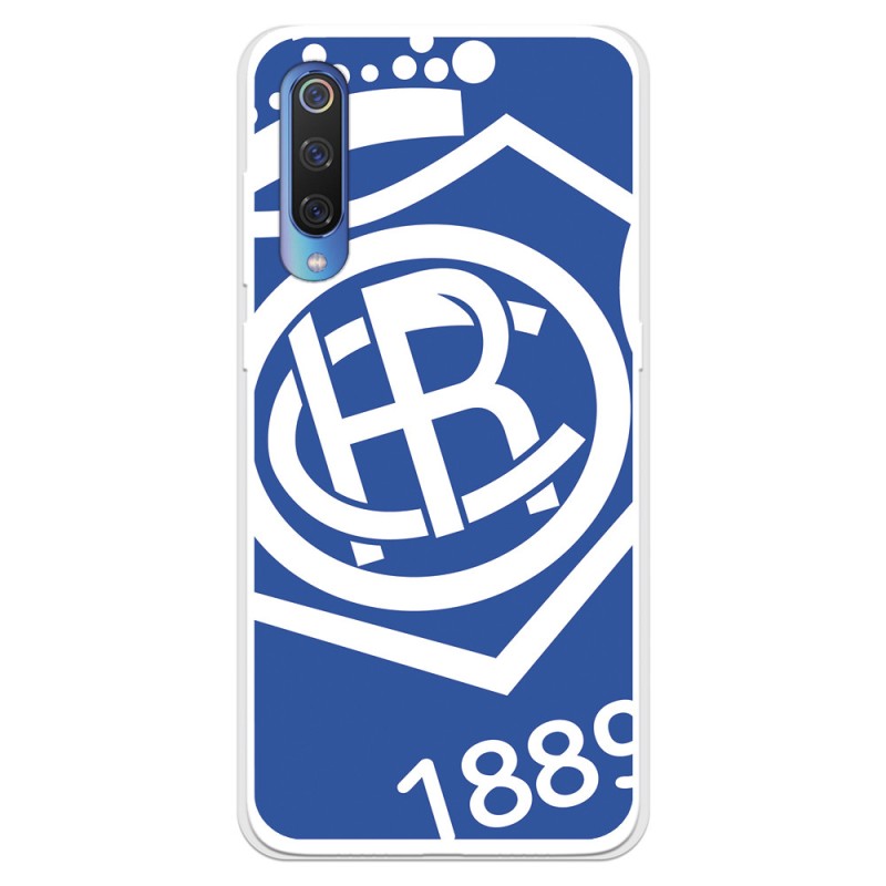 Funda para Xiaomi Mi 9 del Recre Escudo Fondo Azul - Licencia Oficial Real Club Recreativo de Huelva