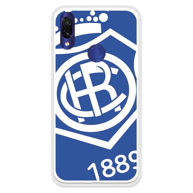 Funda para Xiaomi Redmi 7 del Recre Escudo Fondo Azul - Licencia Oficial Real Club Recreativo de Huelva