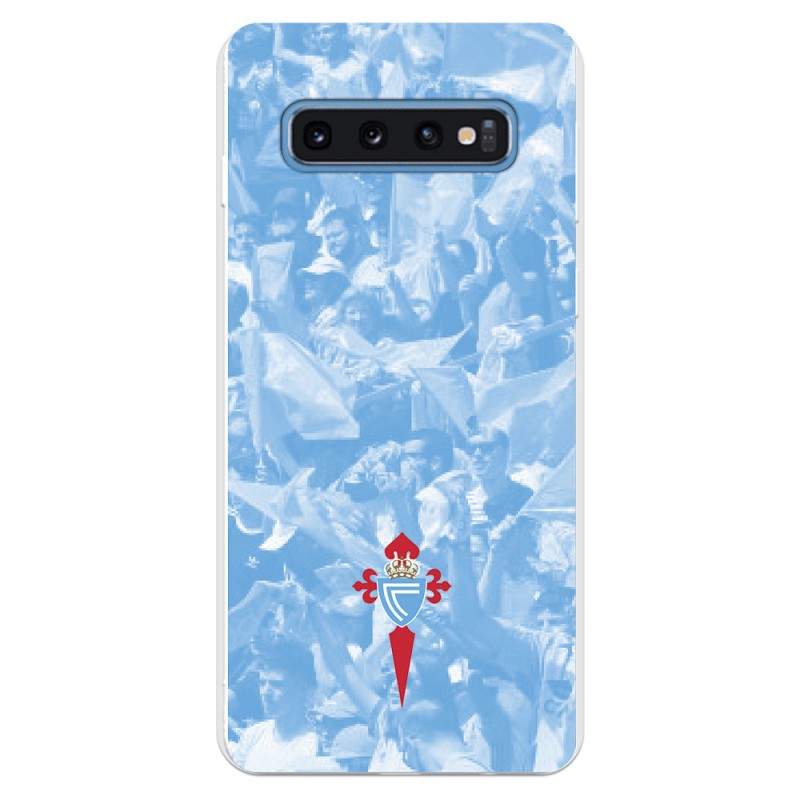 Funda para Samsung Galaxy S10 del Celta Escudo Fondo Hinchada - Licencia Oficial RC Celta