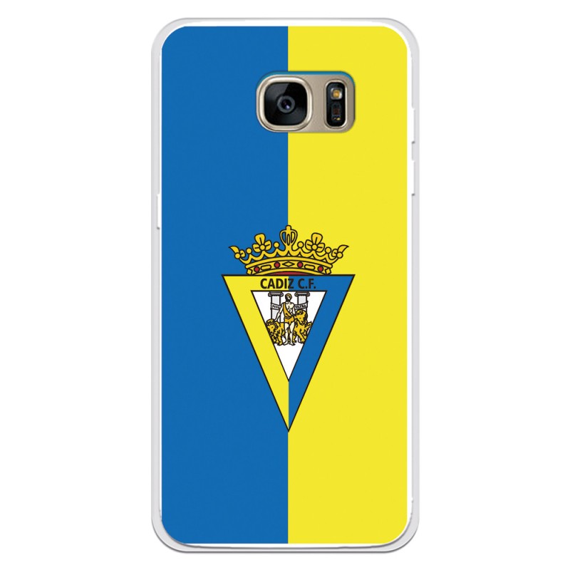 Funda para Samsung Galaxy S7 Edge del Cádiz Escudo Fondo Bicolor - Licencia Oficial Cádiz CF