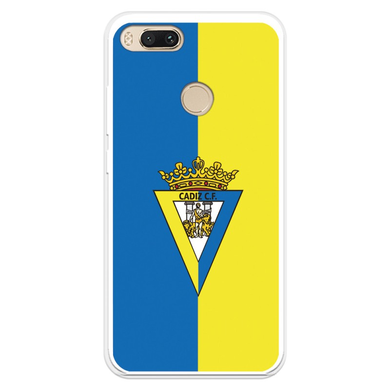 Funda para Xiaomi Mi A1 del Cádiz Escudo Fondo Bicolor - Licencia Oficial Cádiz CF