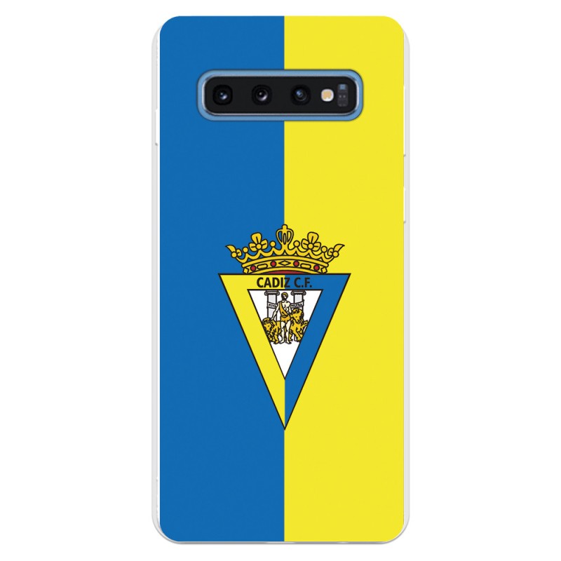 Funda para Samsung Galaxy S10 del Cádiz Escudo Fondo Bicolor - Licencia Oficial Cádiz CF