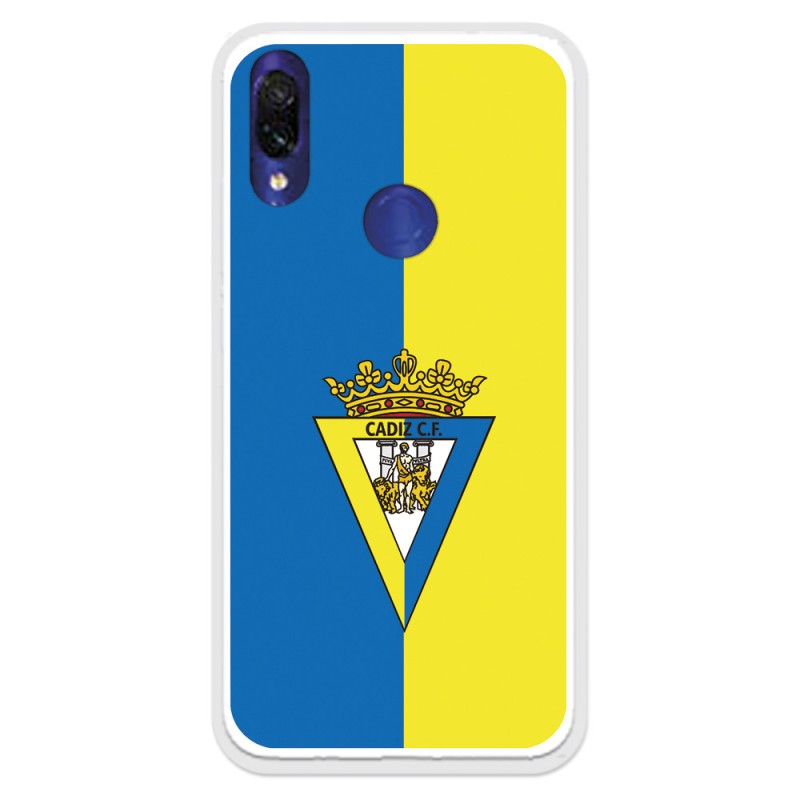 Funda para Xiaomi Redmi 7 del Cádiz Escudo Fondo Bicolor - Licencia Oficial Cádiz CF